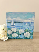 White Hydrangeas By The Sea Mini Painting