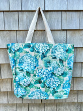 Structured Canvas Blue Hydrangea Tote