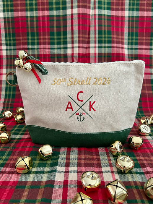 ACK 4170 “50th Anniversary” Nantucket Christmas Stroll ~2024~ 🌟“Limited Edition”🌟 Embroidered Canvas Zip Bag