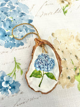 Blue Hydrangea Gilded Oyster Shell Ornament