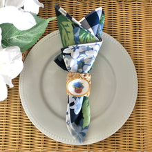 Nantucket Lightship Basketful of Blue Hydrangeas Napkin Ring Set