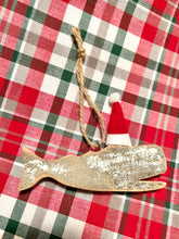 Wooden Whale Santa Ornament