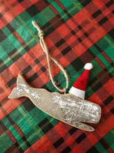 Wooden Whale Santa Ornament