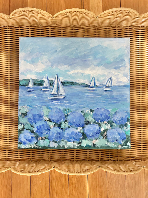 Blue Hydrangeas By The Sea Painting