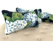 Navy Hydrangea Lumbar Pillow