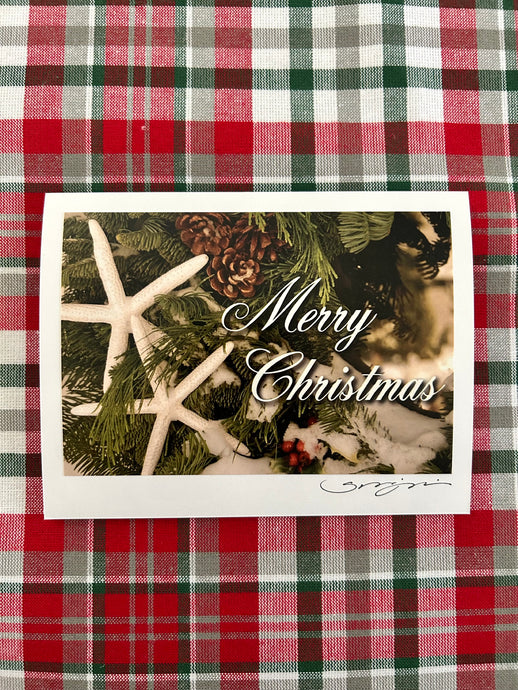 Merry Christmas Stars & Greens Individual Card