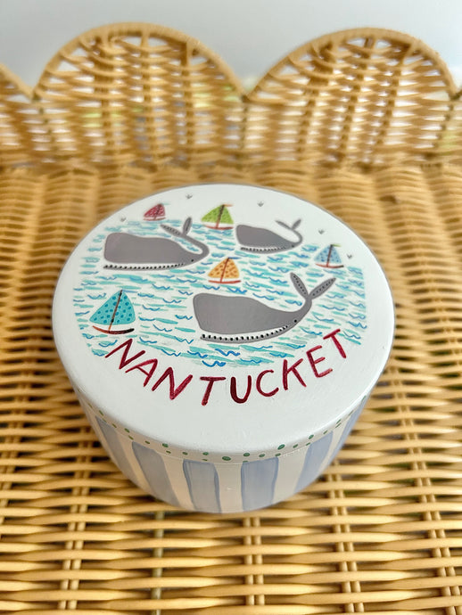 Nantucket Whales Jewelry Trinket Box