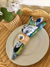 Nantucket Lightship Basketful of Blue Hydrangeas Napkin Ring Set