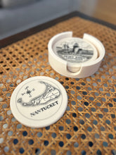 Nantucket Island and Lighthouses Scrimshaw Coaster Set