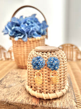 Blue Hydrangea & Gold Basket Earrings
