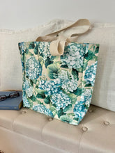 Structured Canvas Blue Hydrangea Tote