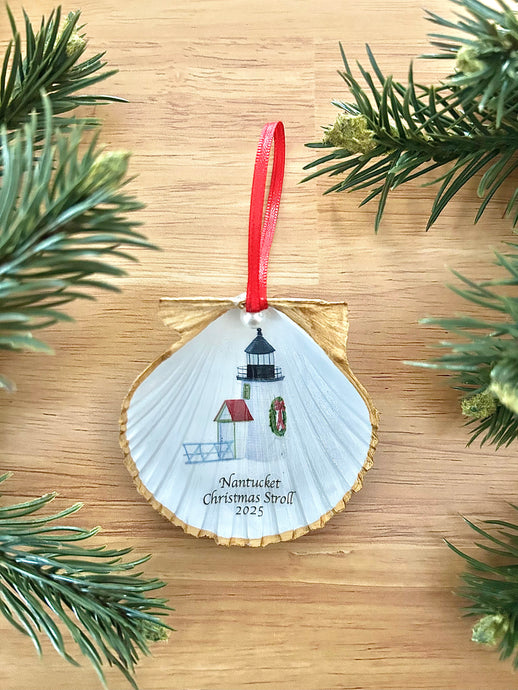 Nantucket Christmas Stroll 2025 Brant Point Large Scallop Shell Ornament