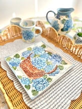 NEW! Blue Hydrangea Nantucket Basket Square Plate Platter