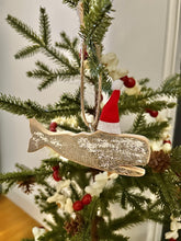 Wooden Whale Santa Ornament