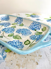 Blue Hydrangea in Bloom Handcrafted Rectangular Platter