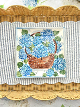 NEW! Blue Hydrangea Nantucket Basket Square Plate Platter