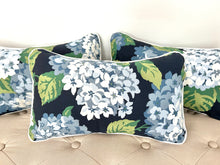 Navy Hydrangea Lumbar Pillow