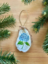 Blue Hydrangea Gilded Oyster Shell Ornament