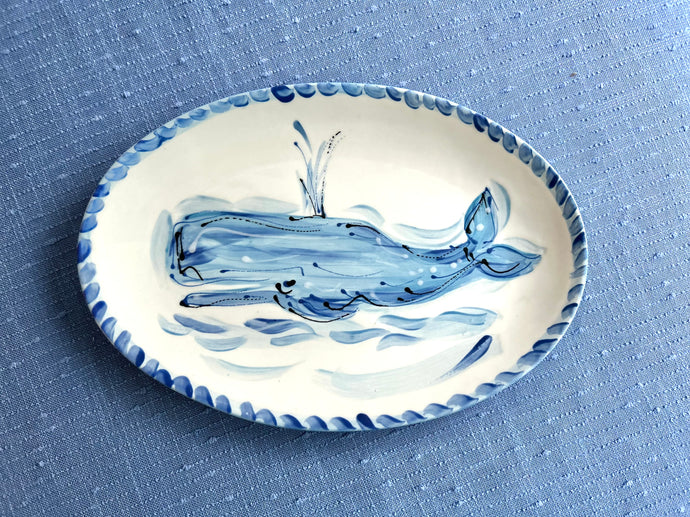Whale Handcrafted Oval Platter (Left)