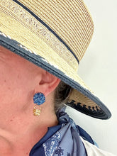Blue Hydrangea & Gold Basket Earrings