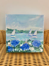 Blue Hydrangeas By The Sea Mini Painting II