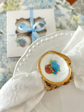 Nantucket Lightship Basketful of Blue Hydrangeas Napkin Ring Set