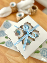 Nantucket Lightship Basketful of Blue Hydrangeas Napkin Ring Set