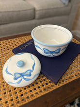 Blue Bow Ceramic Covered Dish