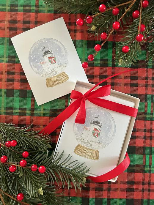 Brant Point Lighthouse Snow Globe Watercolor Boxed Card Set