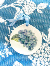 Powder Blue Hydrangea Sea Scallop Ornament