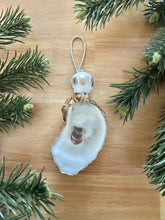 White & Brushed Gold Beaded Gilded Oyster Ornament