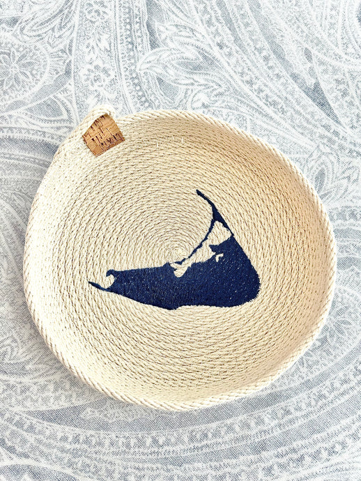 Nantucket Island Large Trinket Basket Bowl