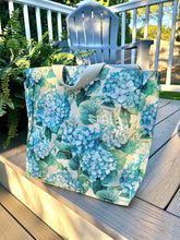 Structured Canvas Blue Hydrangea Tote