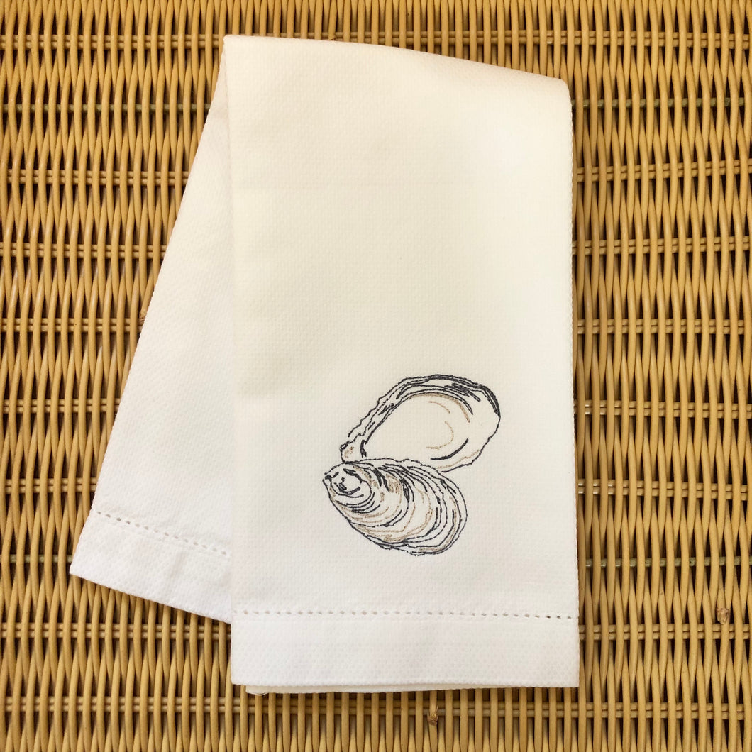 Shucked Oyster Embroidered Hand Towel