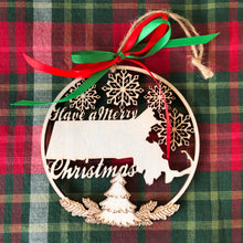 Massachusetts “Have a Merry Christmas” Wooden Ornament