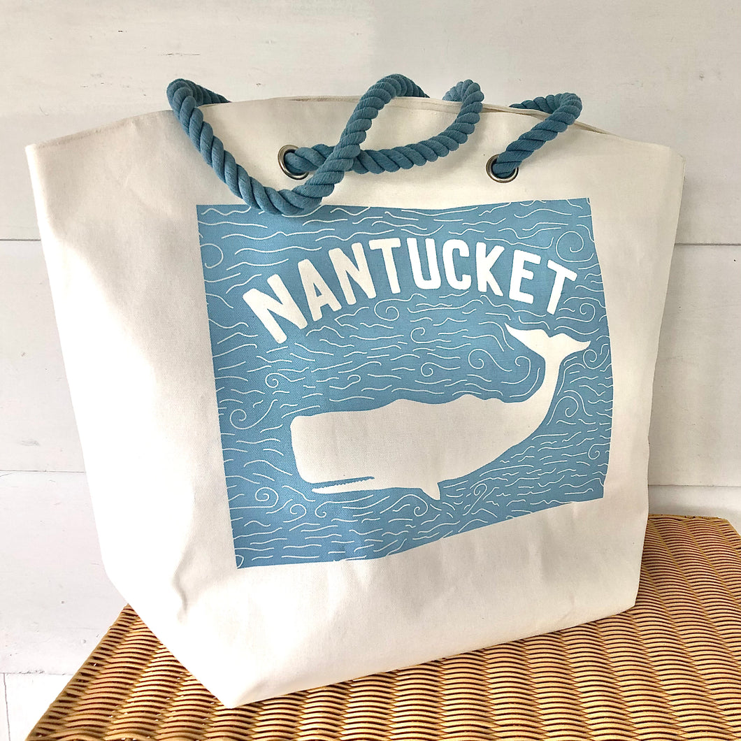 Nantucket Whale Structured Canvas Tote