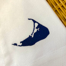 Nantucket Island Navy Embroidered Hand Towel