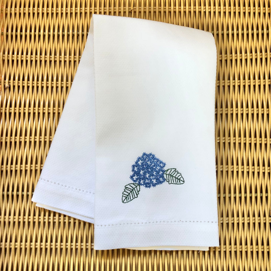 Blue Hydrangea Embroidered Hand Towel