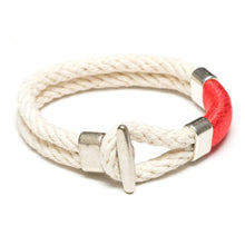White, Coral & Silver T-Bar Bracelet
