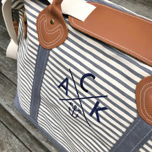 ACK 4170 Grey & Natural Striped Canvas Weekend Duffel Bag