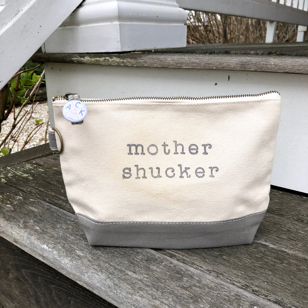Grey Mother Shucker Canvas Zip Bag
