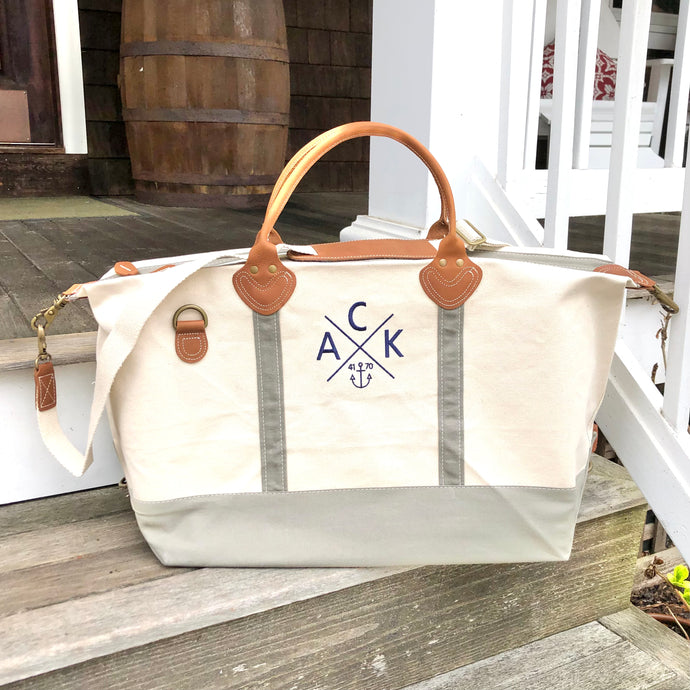 ACK 4170 Grey & Natural Canvas Weekend Duffel Bag