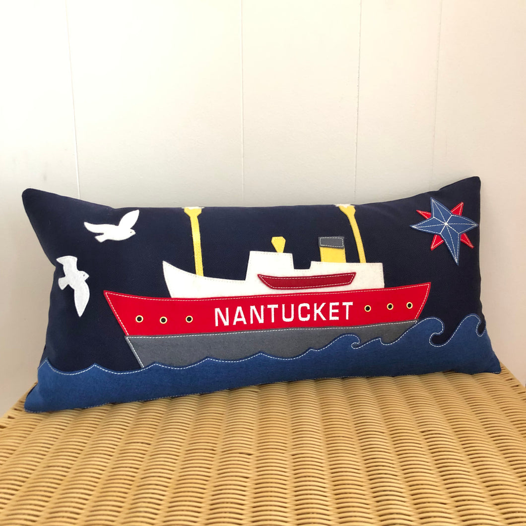 Navy Nantucket Lightship Pillow