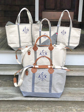 ACK 4170 Grey & Natural Striped Canvas Weekend Duffel Bag