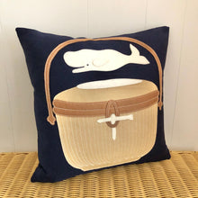 Navy Nantucket Lightship Basket & Whale Pillow