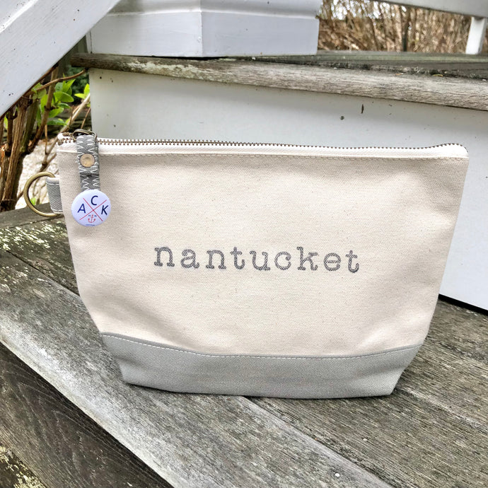Grey Nantucket Canvas Zip Bag