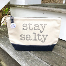 Navy Stay Salty Canvas Zip Bag
