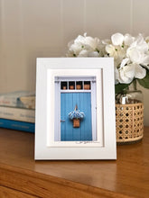 “Nantucket Lightship Basket Blue Front Door” Small Framed Print