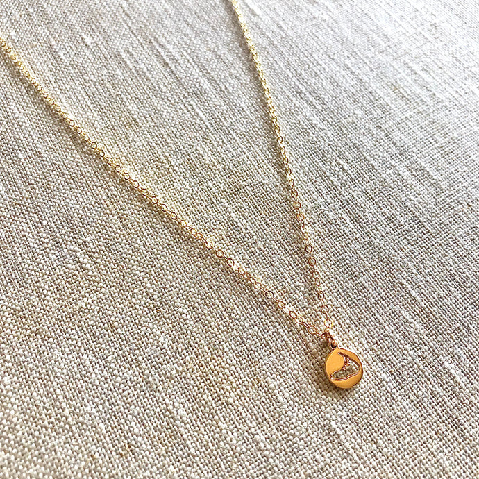 Gold Tiny Nantucket Island Cut Out Necklace