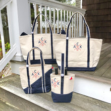 ACK 4170 Large Navy & Natural Canvas Zip Top Tote